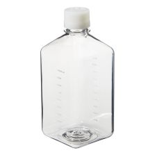 Thermo Scientific 342040-1000 Nalgene Square PET Media Bottles with Closure: Sterile, Shrink-Wrapped Trays, 1 L - Clear (Case of 24)