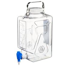 Thermo Scientific 2322-0020 Nalgene Rectangular Polycarbonate Clearboy Carboy with Spigot - 2.4 gal. / 9 L (6/Cs.)