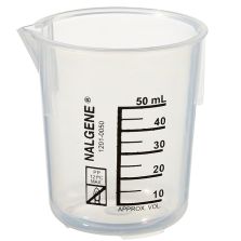 Nalgene Polypropylene Griffin Low-Form Plastic Beakers, 50 mL - Natural translucent (Case of 48)