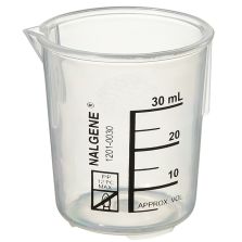 Nalgene Polypropylene Griffin Low-Form Plastic Beakers, 30 mL - Natural translucent (Case of 48)