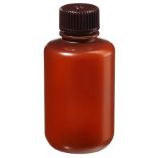 Thermo Scientific 312084-0004 Nalgene Narrow-Mouth Translucent Amber HDPE Packaging Bottles with Closure: Bulk Pack, 125 mL - Translucent Amber (Case of 500)