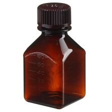 Thermo Scientific 322021-0060 Nalgene Square Amber PETG Media Bottles with Closure: Nonsterile, Shrink-Wrapped Trays, 60 mL - Amber (Case of 200)