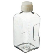 Thermo Scientific 342020-2000 Nalgene Square PETG Media Bottles with Closure: Sterile, Shrink-Wrapped Trays, 2000 mL - Clear (Case of 12)