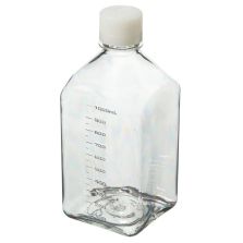 Thermo Scientific 342020-1000 Nalgene Square PETG Media Bottles with Closure: Sterile, Shrink-Wrapped Trays, 1 L - Clear (Case of 24)