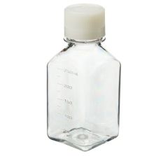 Thermo Scientific 342020-0250 Nalgene Square PETG Media Bottles with Closure: Sterile, Shrink-Wrapped Trays, 250 mL - Clear (Case of 60)
