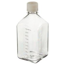 Thermo Scientific 342023-1000 Nalgene Square PETG Media Bottles with Septum Closure: Sterile, Shrink-Wrapped Trays, 1 L - Transparent (Case of 24)