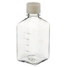 Thermo Scientific 342023-9500 Nalgene Square PETG Media Bottles With Septum Closure: Sterile, Shrink-Wrapped Trays, 500 Expanded - Transparent (Case of 48)