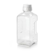 Thermo Scientific 2019-2000 Nalgene Square PETG Media Bottles with Closure, 2000 mL - Clear (Case of 12)