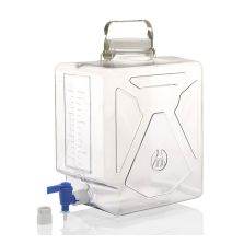 Thermo Scientific 2322-0050 Nalgene Rectangular Polycarbonate Clearboy Carboy with Spigot - 5.3 gal. / 20 L (4/Cs.)