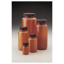 Thermo Scientific 312184-0004 Nalgene Wide-Mouth Translucent Amber HDPE Packaging Bottles with Closure: Bulk Pack, 125 mL - Translucent Amber (Case of 500)