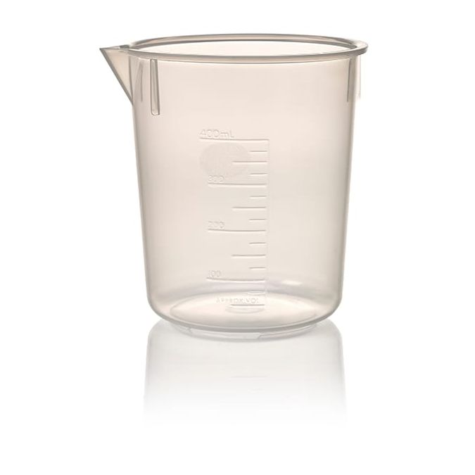 Nalgene Economy Polypropylene Griffin Low-Form Plastic Beakers, 400 mL - Natural translucent (Case of 6)