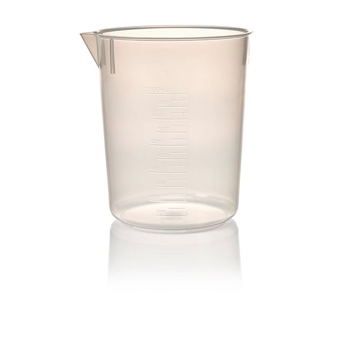 Nalgene Economy Polypropylene Griffin Low-Form Plastic Beakers, 2000 mL - Natural translucent (Case of 6)