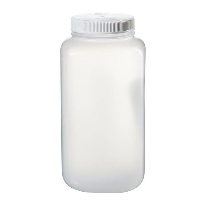 Thermo Scientific 2122-0010 Nalgene Square Wide-Mouth Large PPCO Bottle with Closure: Autoclavable, 4 L - Translucent (Case of 6)
