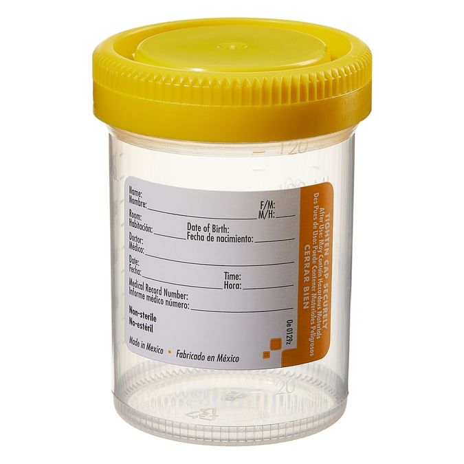 Thermo Scientific Samco Wide-Mouth Bio-Tite 120mL (4 Oz.) 53mm Specimen Containers - 01 0100 - 120 mL - Non-sterile - Yellow - 300/Cs.