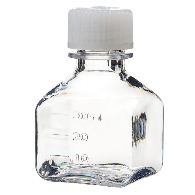 Thermo Scientific 322020-0030 Nalgene Square PETG Media Bottles with Closure: Nonsterile, Shrink-Wrapped Trays, 30 mL - Clear (Case of 280)