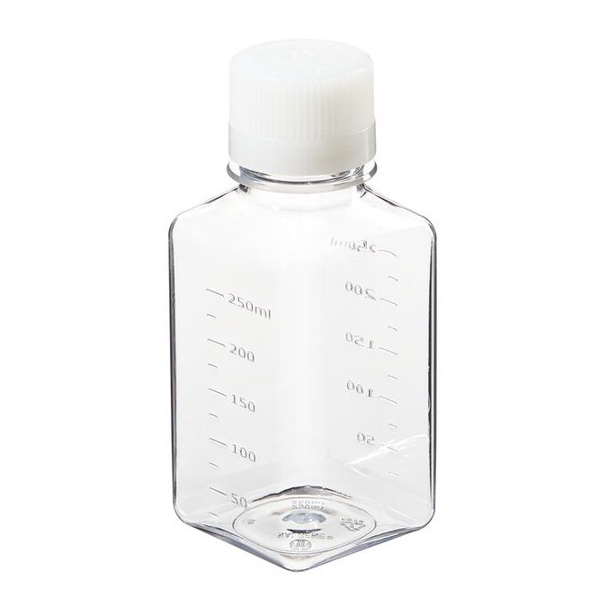 Thermo Scientific 342040-0250 Nalgene Square PET Media Bottles with Closure: Sterile, Shrink-Wrapped Trays, 250 mL - Clear (Case of 60)