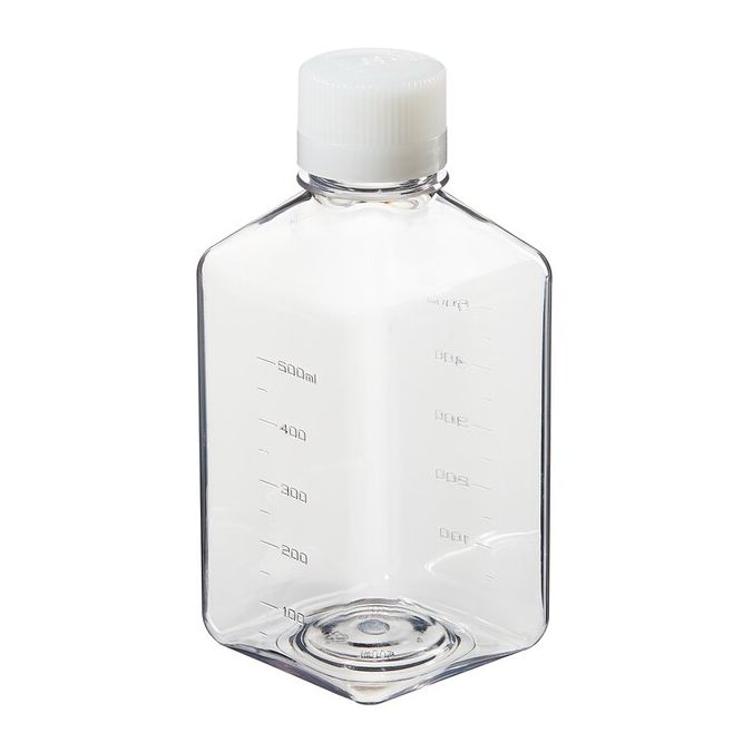 Thermo Scientific 342040-0650 Nalgene Square PET Media Bottles with Closure: Sterile, Shrink-Wrapped Trays, 650 mL - Clear (Case of 48)