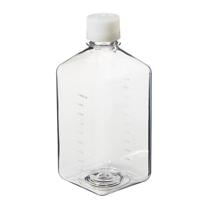 Thermo Scientific 342040-1000 Nalgene Square PET Media Bottles with Closure: Sterile, Shrink-Wrapped Trays, 1 L - Clear (Case of 24)