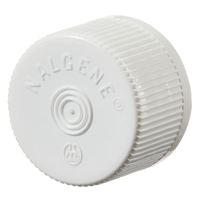 Thermo Scientific Nalgene Lined HDPE Serum Vial Closure for Continuous-Thread Vials - Nonsterile - White - 20-415 - Case of 2000 - 312158-0021
