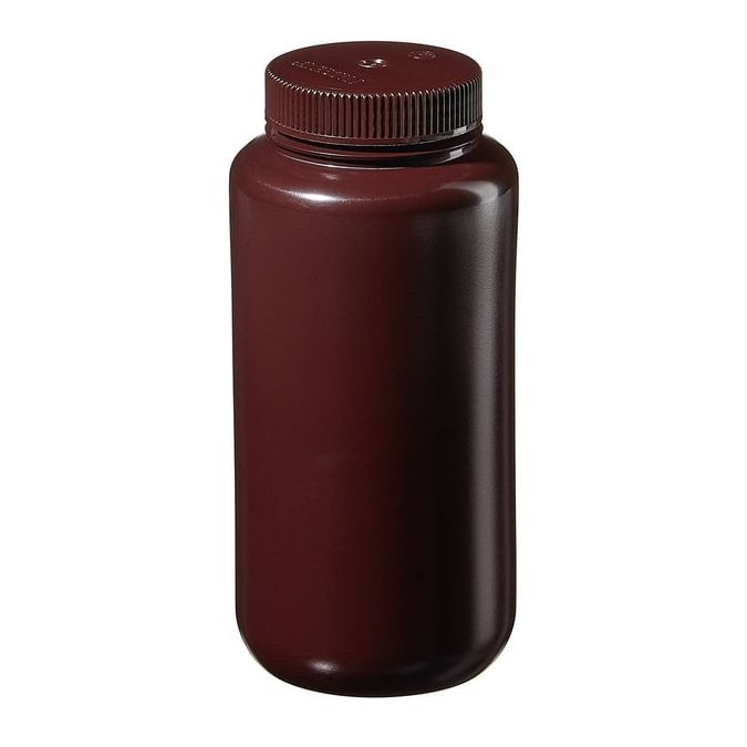 Thermo Scientific DS2185-0032 Nalgene Wide-Mouth Amber HDPE Economy Bottles with Closure, 1 L - Amber (Case of 24)