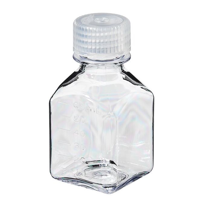Thermo Scientific 2015-0060 Nalgene Square Polycarbonate Bottles With Closure, 60 mL - Translucent (Case of 96)