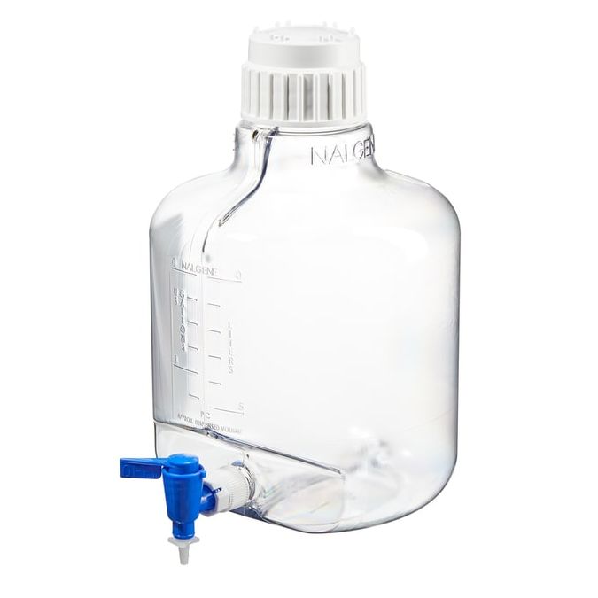 Thermo Scientific 2317-0020 Nalgene Round Polycarbonate Clearboy Carboy with Spigot - 2.6 gal. / 10 L (4/Cs.)