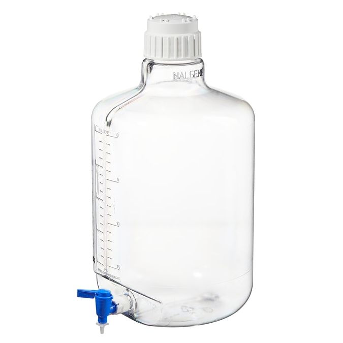 Thermo Scientific 2317-0050 Nalgene Round Polycarbonate Clearboy Carboy With Spigot - 5.3 gal. / 20 L (4/Cs.)