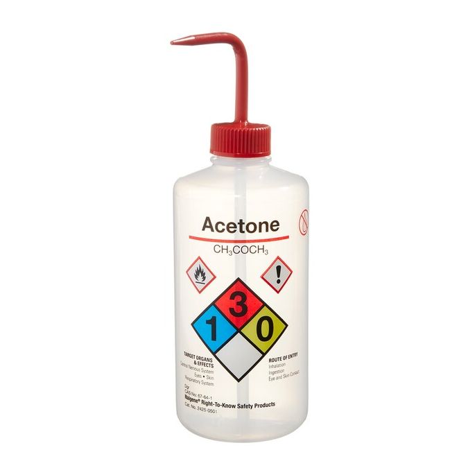 Thermo Scientific 2425-0501 Nalgene Narrow-Mouth Right-to-Know LDPE Wash Bottles, 500 mL - Natural (Case of 24)