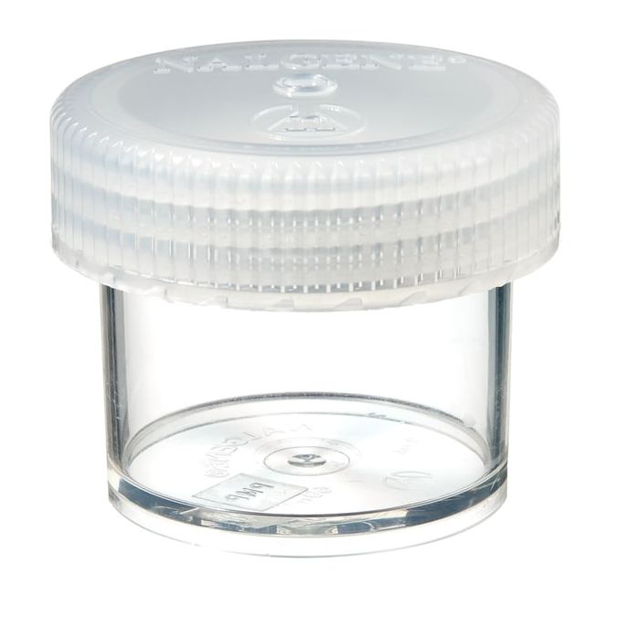 Thermo Scientific 2117-0060 Nalgene Wide-Mouth Straight-Sided PMP Jars with White Polypropylene Screw Closure, 60 mL - Clear (Case of 48)
