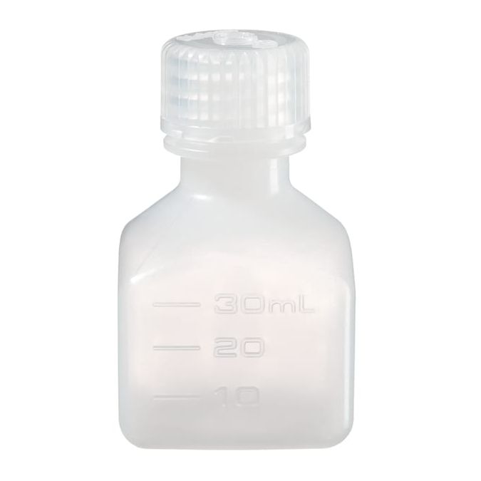 Thermo Scientific 2018-0030 Nalgene Square Narrow-Mouth HDPE Bottles with Closure, 30 mL - Translucent (Case of 72)