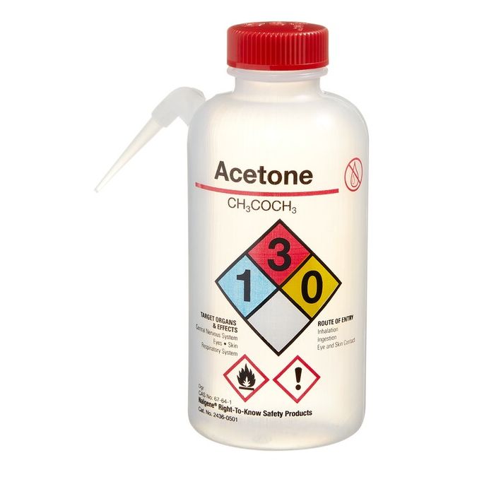 Thermo Scientific 2436-0501 Nalgene Vented Unitary Right-to-Know LDPE Wash Bottles, 500 mL - Translucent (Case of 24)