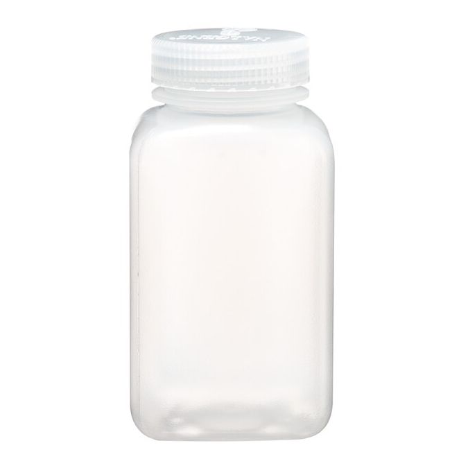 Thermo Scientific 2110-0016 Nalgene Square Wide-Mouth PPCO Bottles with Closure, 500 mL - Translucent (Case of 48)