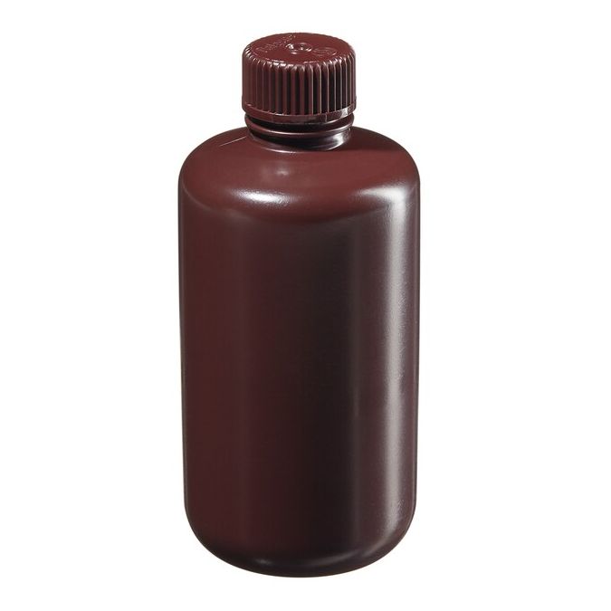 Thermo Scientific 312004-0008 Nalgene Boston Round Narrow-Mouth Opaque Amber HDPE Bottles with Closure: Bulk Pack, 250 mL - Opaque Amber (Case of 250)