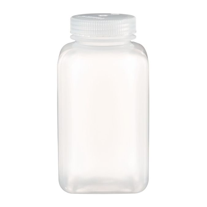 Thermo Scientific 2110-0032 Nalgene Square Wide-Mouth PPCO Bottles with Closure, 1 L - Translucent (Case of 24)