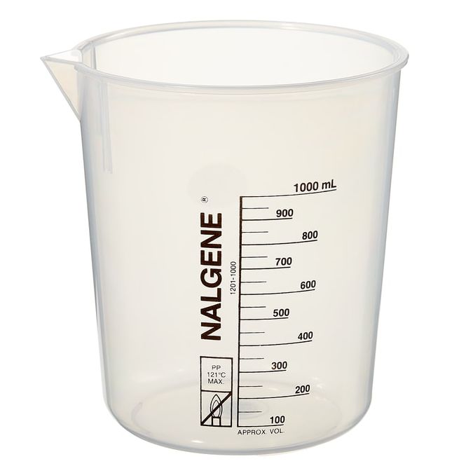 Nalgene Polypropylene Griffin Low-Form Plastic Beakers, 1000 mL - Natural translucent (Case of 12)