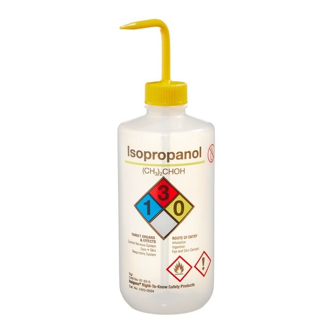 Thermo Scientific 2425-0504 Nalgene Narrow-Mouth Right-to-Know LDPE Wash Bottles, 500 mL - Natural (Case of 24)