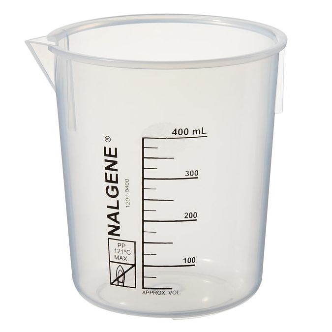Nalgene Polypropylene Griffin Low-Form Plastic Beakers, 400 mL - Natural translucent (Case of 36)