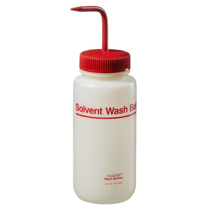 Thermo Scientific 2421-0500 Nalgene Fluorinated HDPE Solvent Wash Bottle, 500 mL - Translucent (Case of 24)