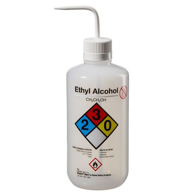 Thermo Scientific 2425-1002 Nalgene Narrow-Mouth Right-to-Know LDPE Wash Bottles, 1000 mL - Natural (Case of 12)