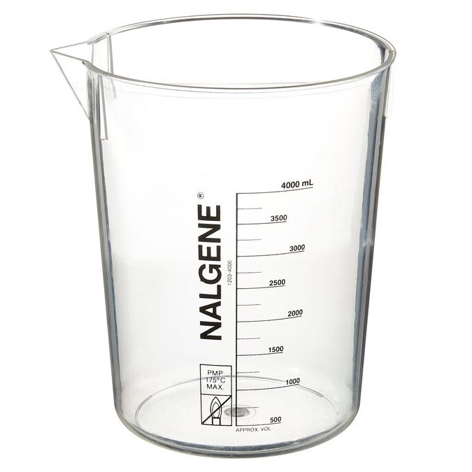 Nalgene PMP Griffin Low-Form Plastic Beakers, 4000 mL - Clear (Case of 4)