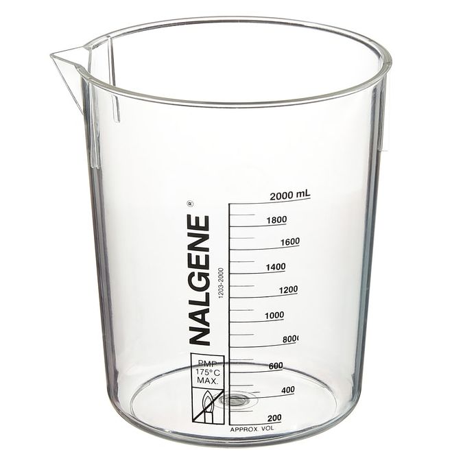 Nalgene PMP Griffin Low-Form Plastic Beakers, 2000 mL - Clear (Case of 4)