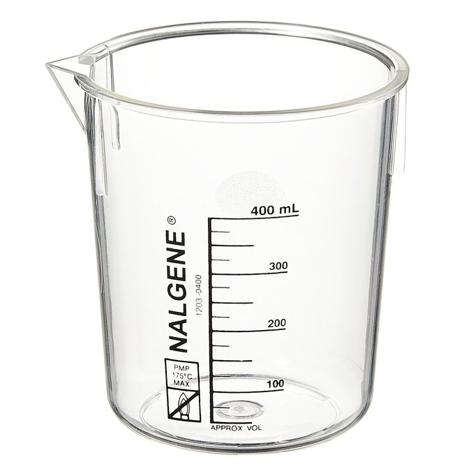 Nalgene PMP Griffin Low-Form Plastic Beakers, 400 mL - Clear (Case of 24)