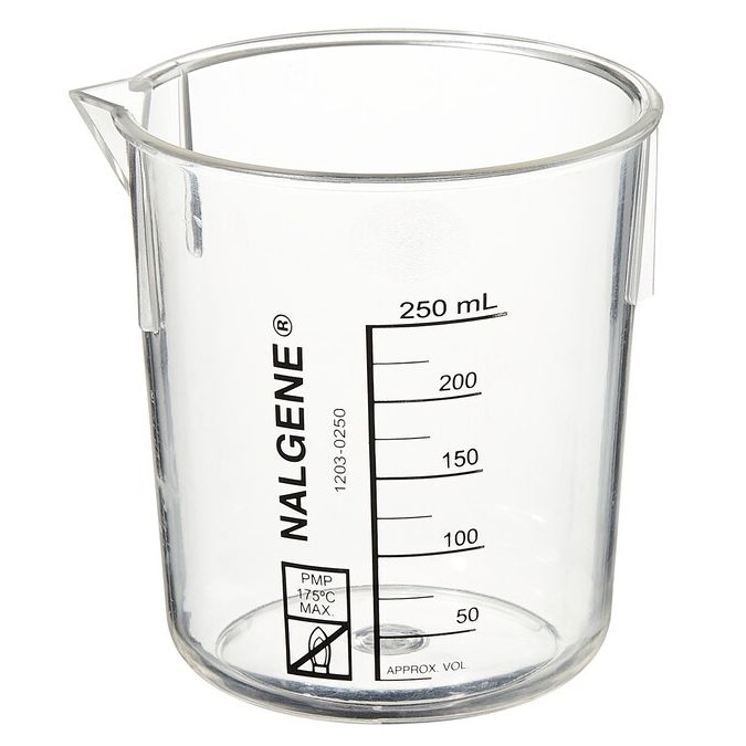 Nalgene PMP Griffin Low-Form Plastic Beakers, 250 mL - Clear (Case of 24)
