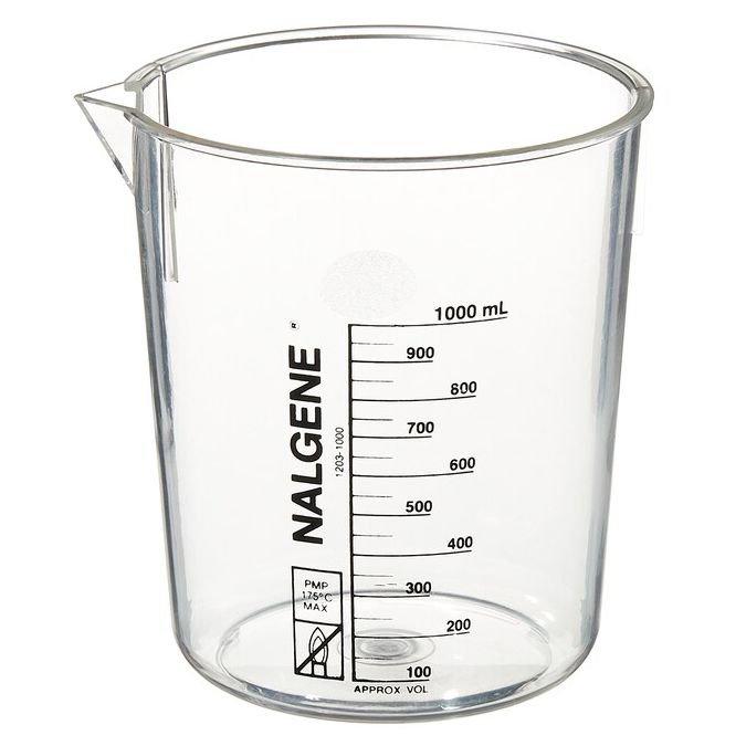 Nalgene PMP Griffin Low-Form Plastic Beakers, 1000 mL - Clear (Case of 12)