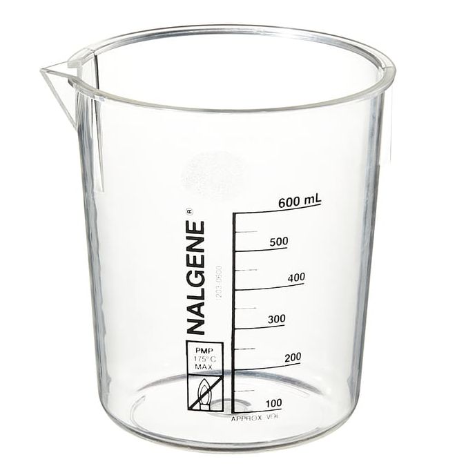 Nalgene PMP Griffin Low-Form Plastic Beakers, 600 mL - Clear (Case of 12)