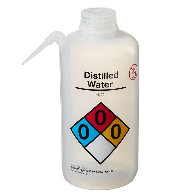 Thermo Scientific 2436-1005 Nalgene Vented Unitary Right-to-Know LDPE Wash Bottles, 1000 mL - Translucent (Case of 12)