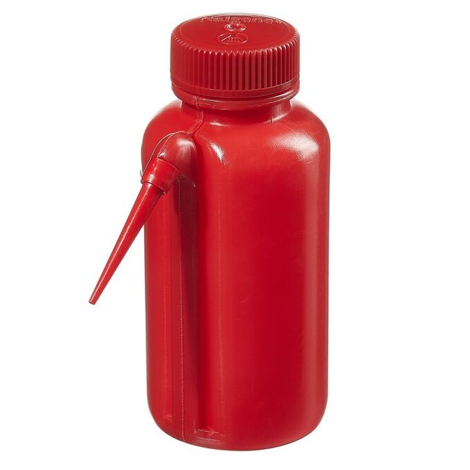 Thermo Scientific DS2408-0250 Nalgene Unitary Red LDPE Safety Wash Bottles, 250 mL - Red (Case of 4)