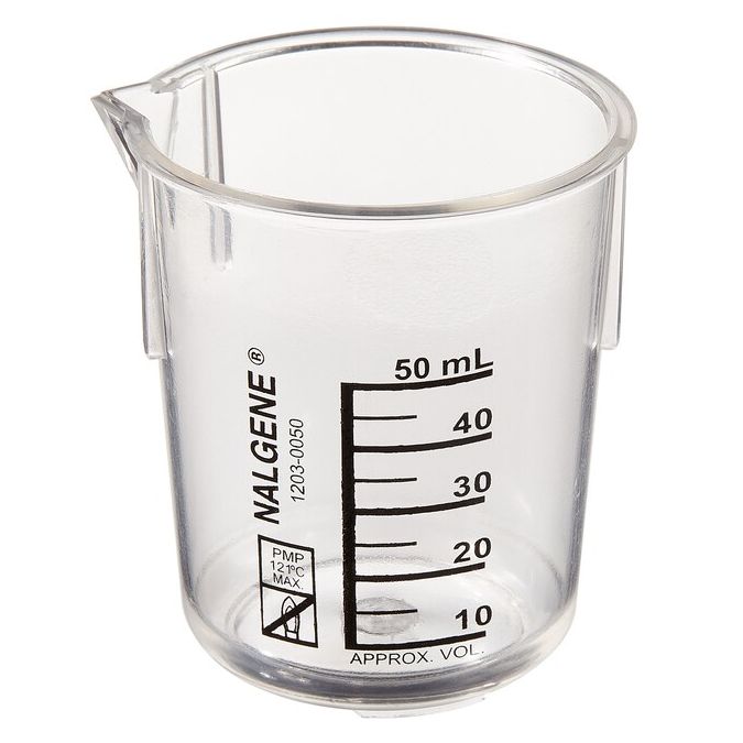 Nalgene PMP Griffin Low-Form Plastic Beakers, 50 mL - Clear (Case of 36)