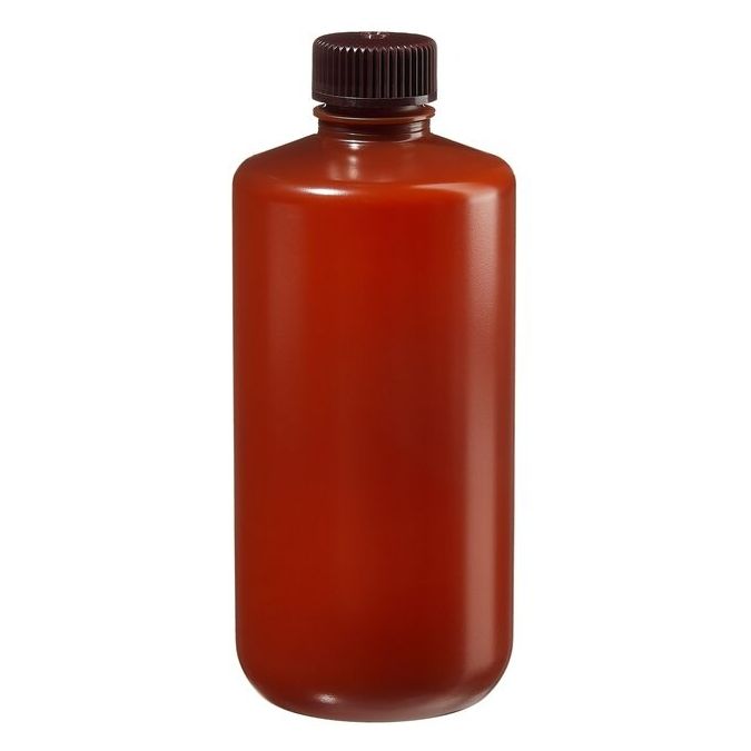 Thermo Scientific 312084-0016 Nalgene Narrow-Mouth Translucent Amber HDPE Packaging Bottles with Closure: Bulk Pack, 500 mL - Translucent Amber (Case of 125)