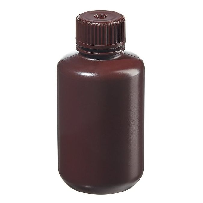 Thermo Scientific 312085-0004 Nalgene Narrow-Mouth Opaque Amber HDPE Packaging Bottles with Closure: Bulk Pack, 125 mL - Opaque Amber (Case of 500)